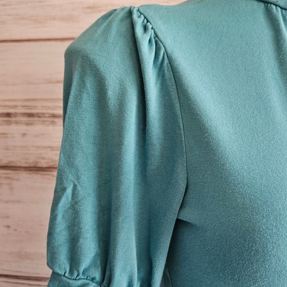 The Limited Teal Puff Sleeve Mock Neck Top sz xs - Picture 4 of 4
